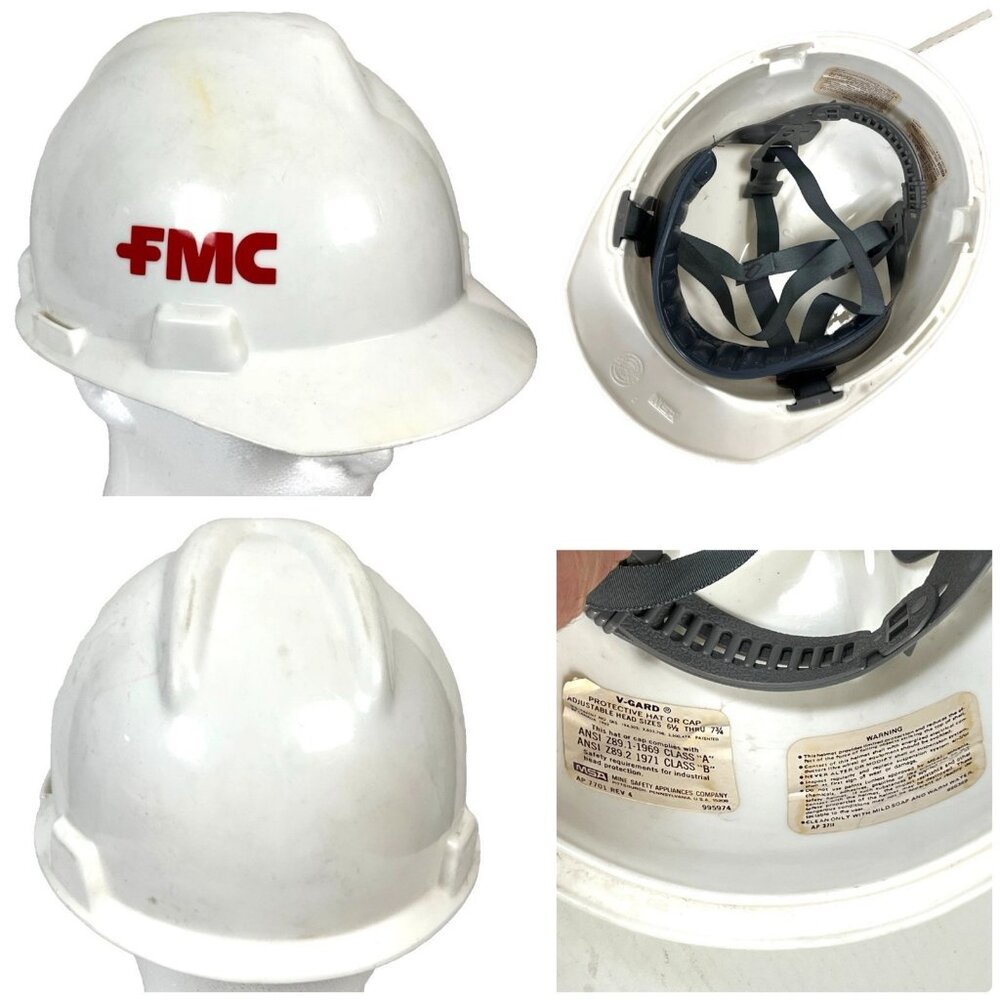FMC Engineer Inspector Vtg Safety Hard Hat MSA Helmet Military Tank Santa Clara
